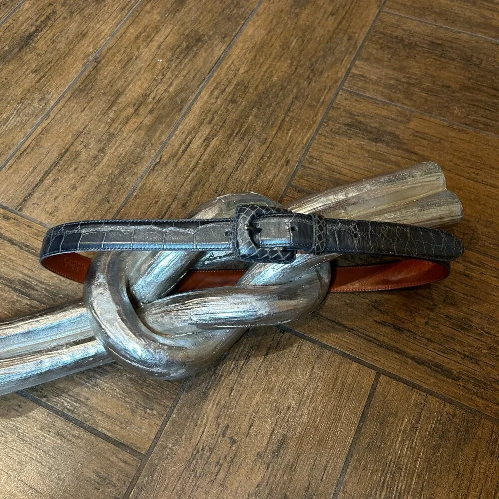 Ralph Lauren Gray Genuine American Alligator Belt Size 32